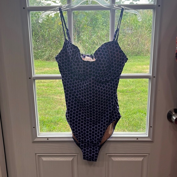 J. Crew Swim J Crew Size Onepiece Purple And Black Polk A Dot